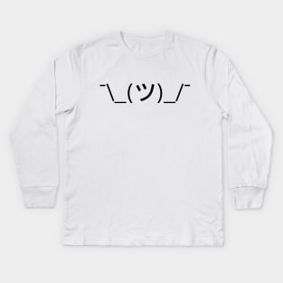 Shrug Emoticon ¯\_(ツ)_/¯ Japanese Kaomoji Kids Long Sleeve T-Shirt